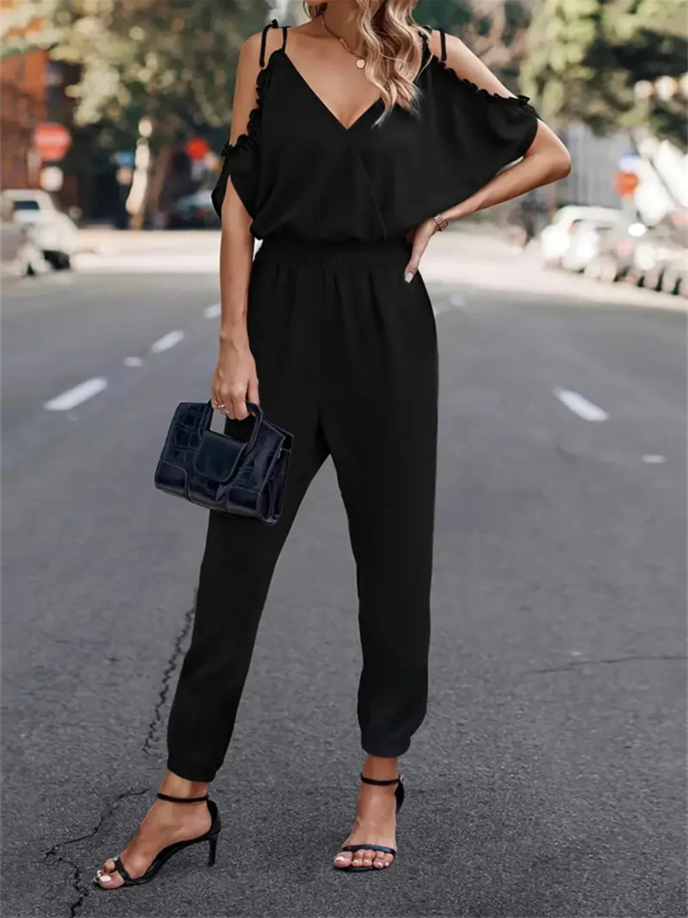 Surplice Tied Spaghetti Strap Jumpsuit
