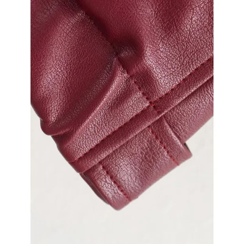 Solid Leather Jackets Elegant Luxury Women's Coat American Vintage Jacket Women Summer Basics Leather Jackets