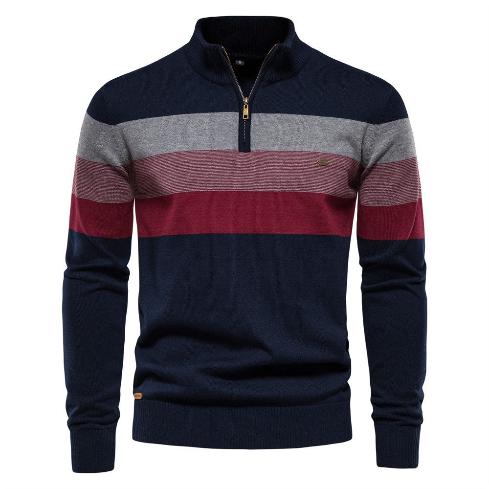 Men's standing collar pullover sweater