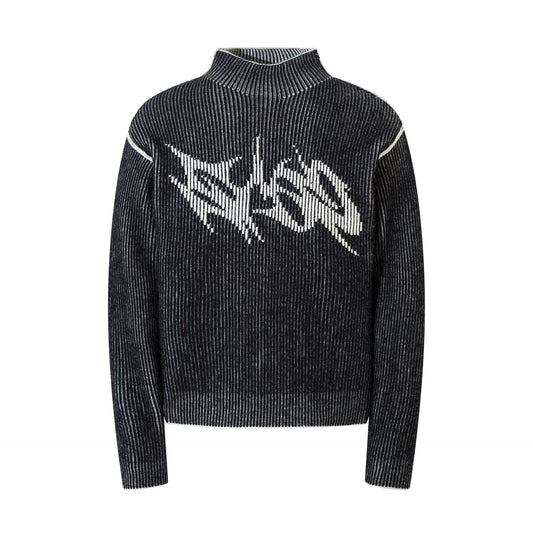 High neck sweater for double-sided wear