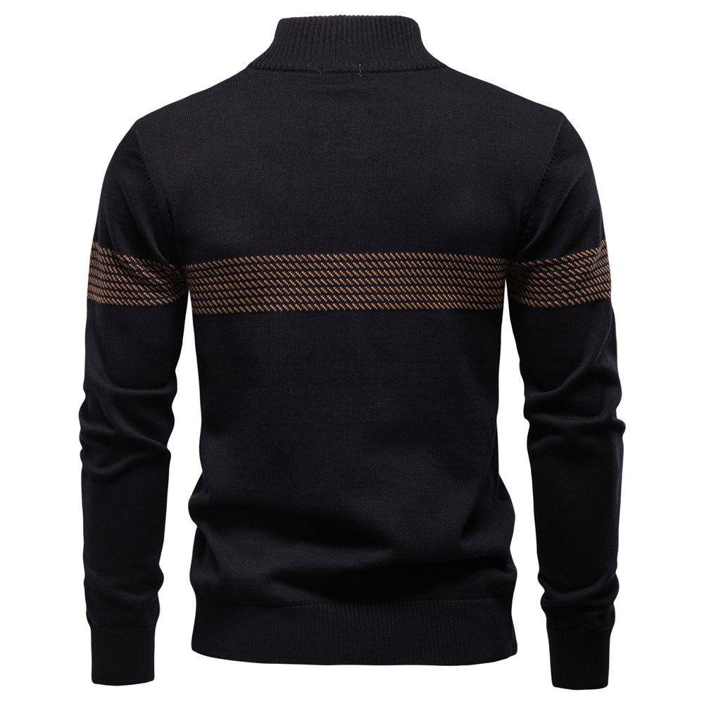 Stand up collar half zipper men's sweater