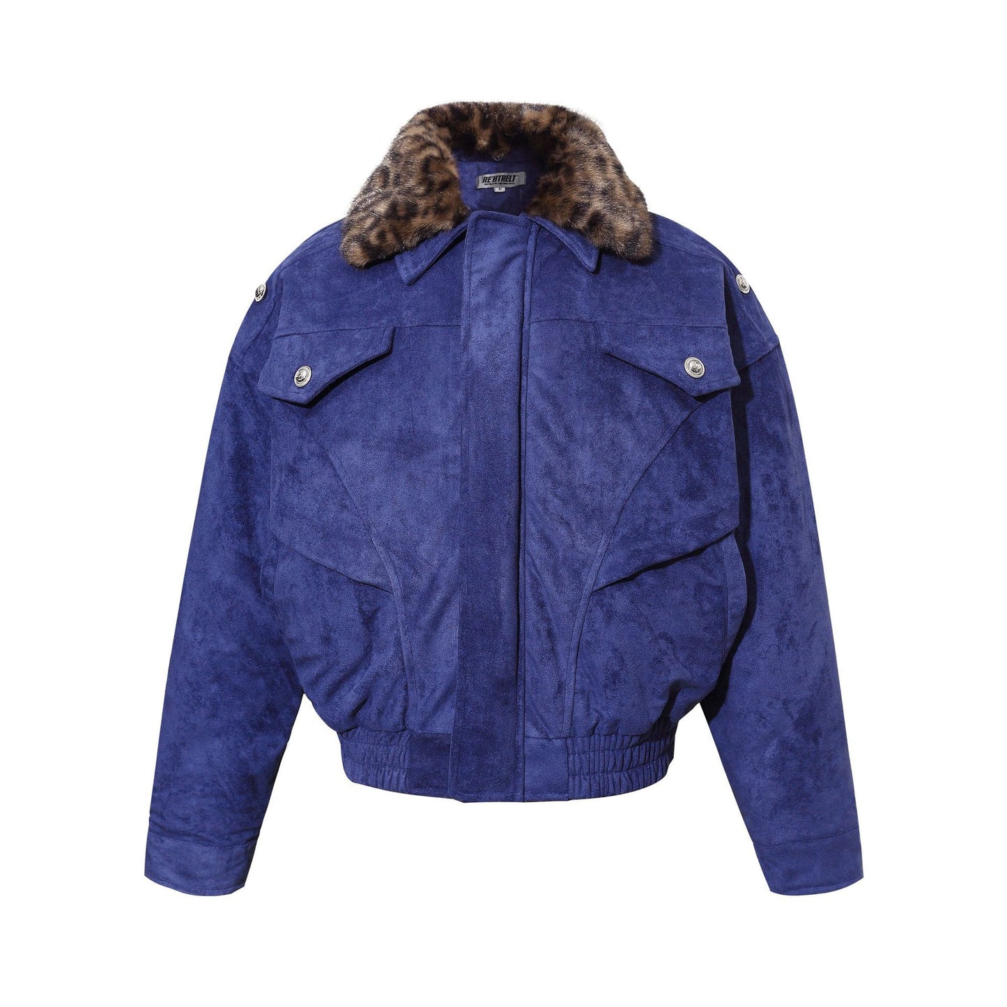 Warm leopard print fur collar cotton jacket