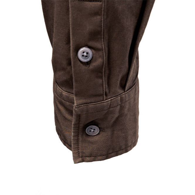 Solid color men's long sleeved shirt