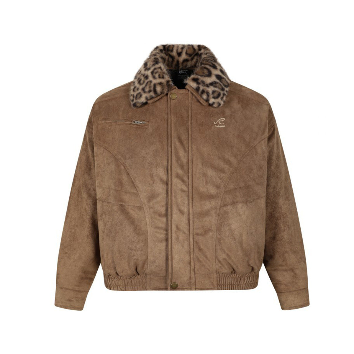Leopard suede jacket with cotton jacket for men