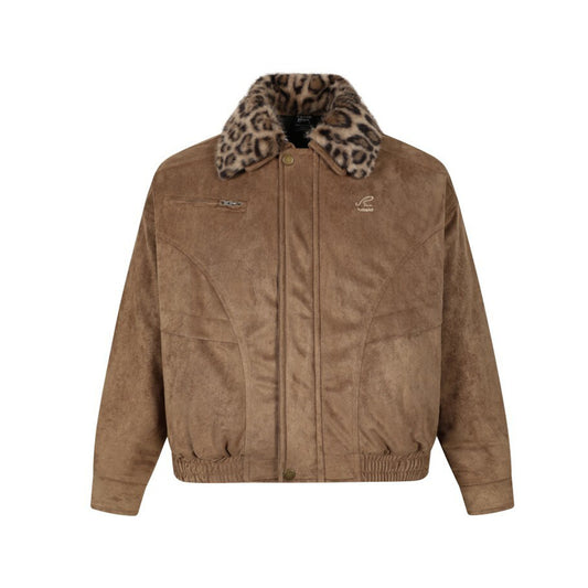 Leopard suede jacket with cotton jacket for men