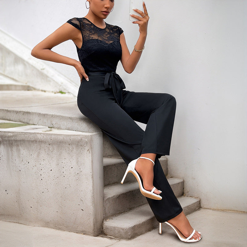 Summer lace sleeveless jumpsuit