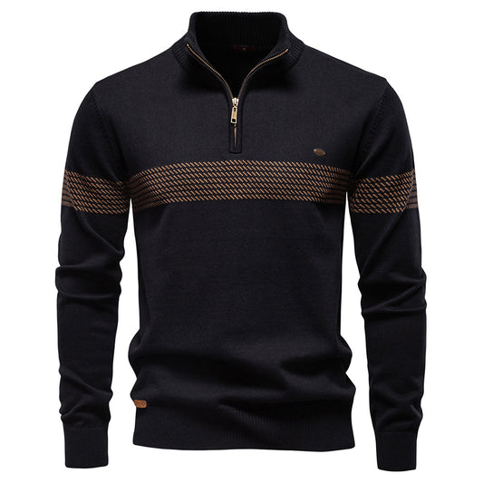 Stand up collar half zipper men's sweater