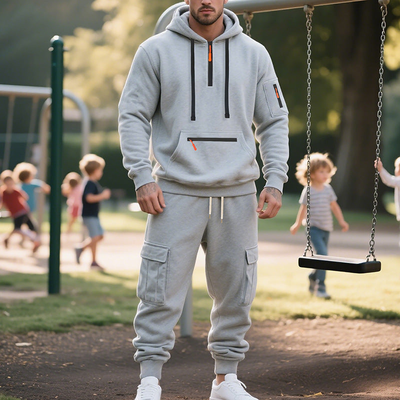 Model wearing a stylish trackuit ideal for athletic and casual wear, crafted from breathable fabric