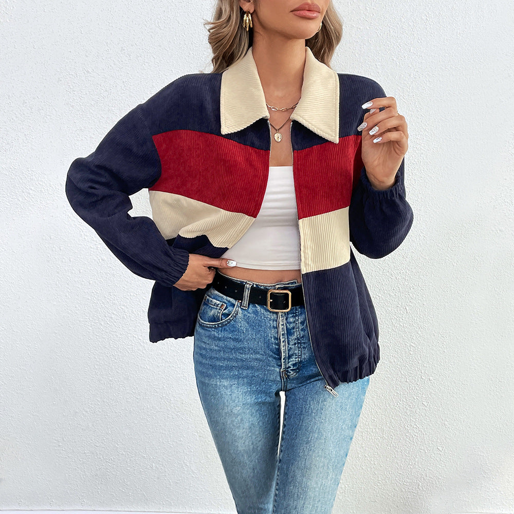 Autumn and winter European and American women's jackets loose casual long sleeved jackets