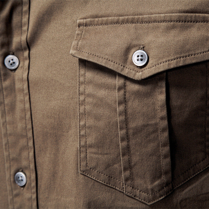 Solid color men's long sleeved shirt