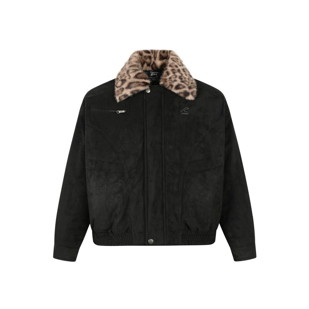 Leopard suede jacket with cotton jacket for men