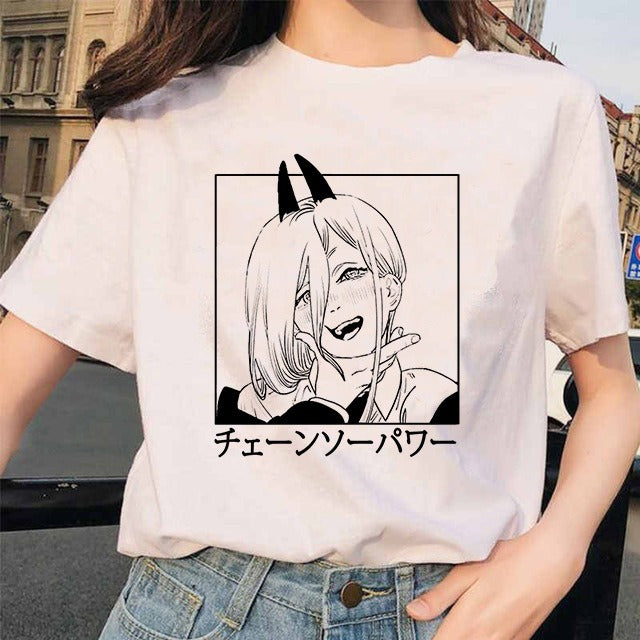 Chainsaw Man Tshirt Women Japanese Anime Pochita T-shirts Gr