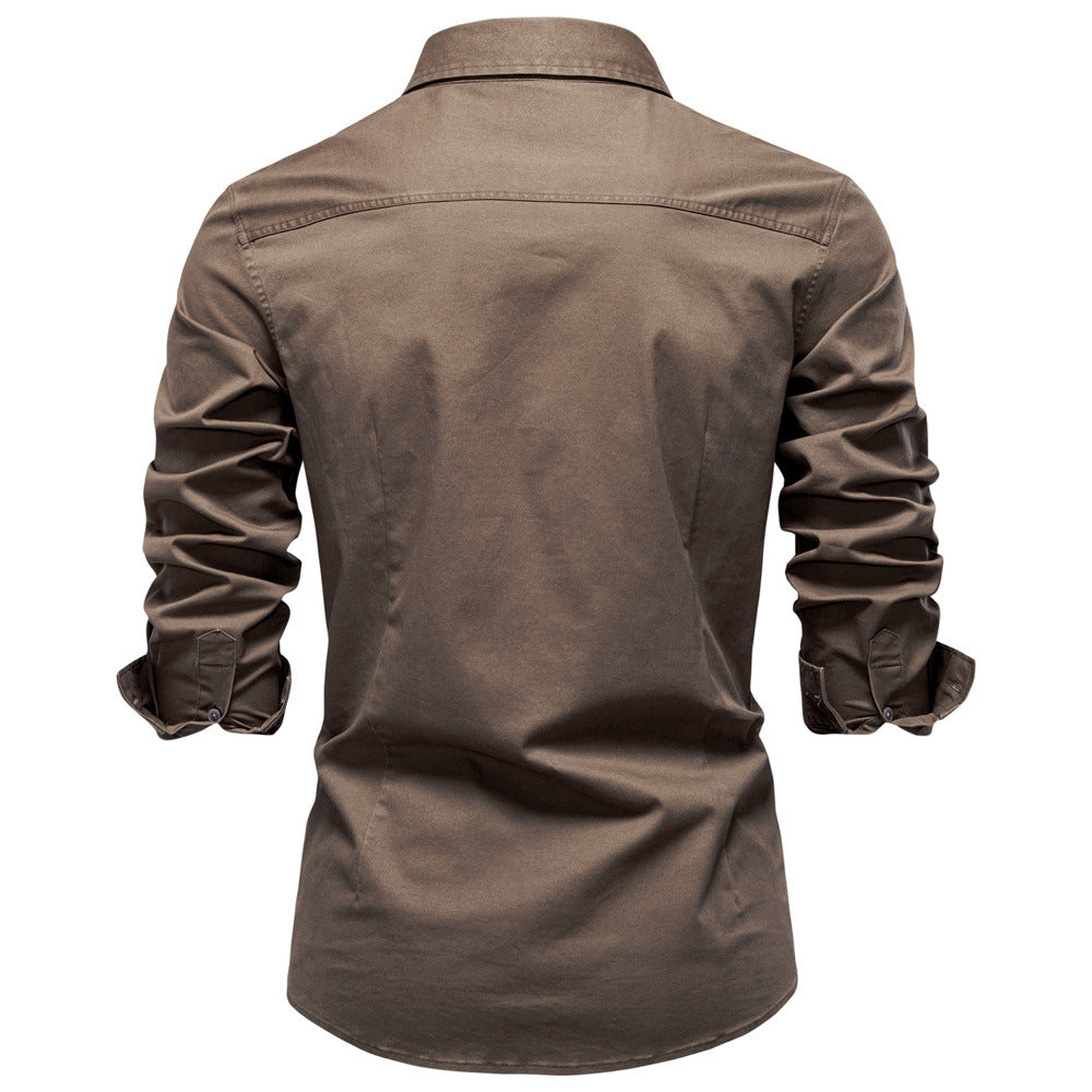 Solid color men's long sleeved shirt