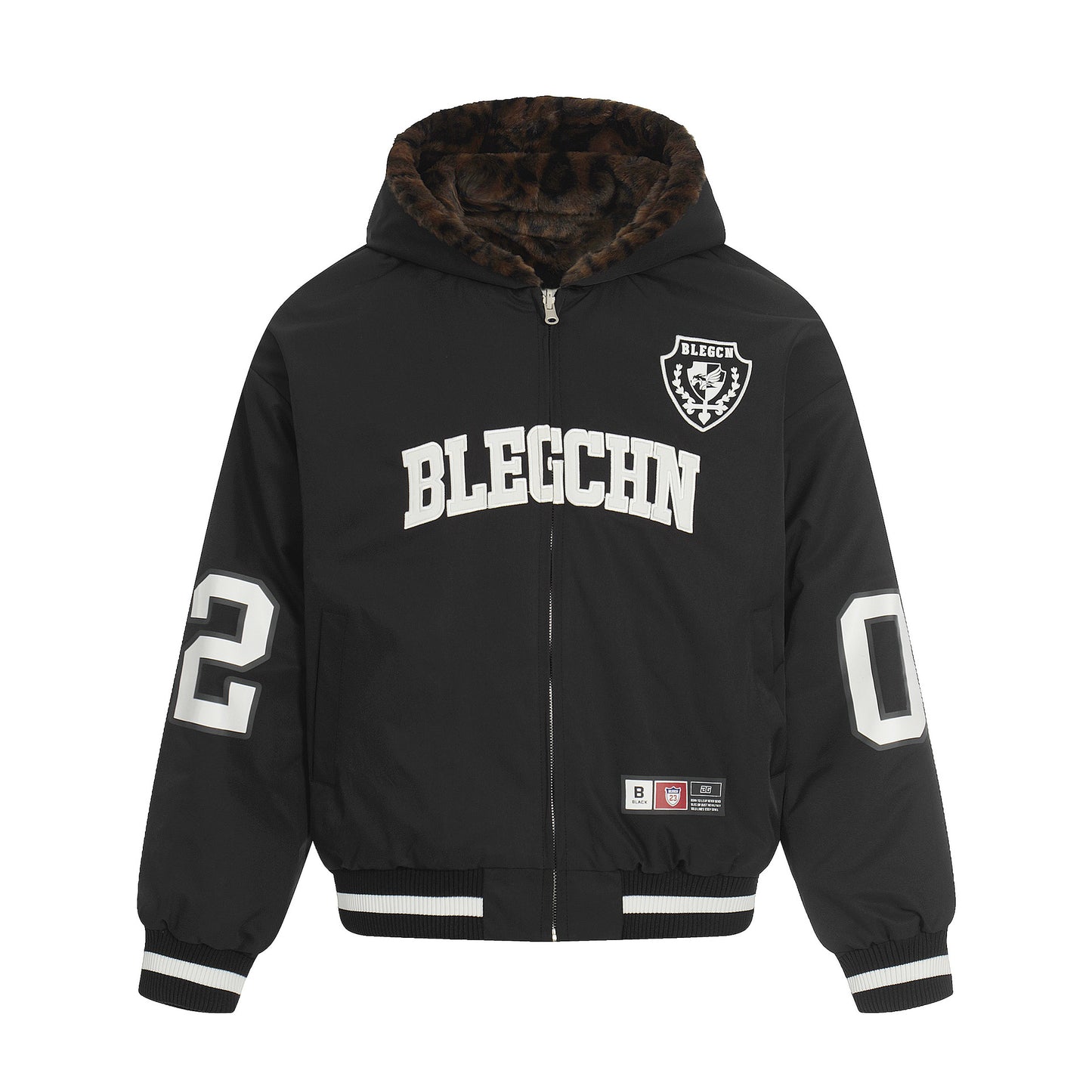 Wool collar and velvet cotton coat leopard print double-sided jacket