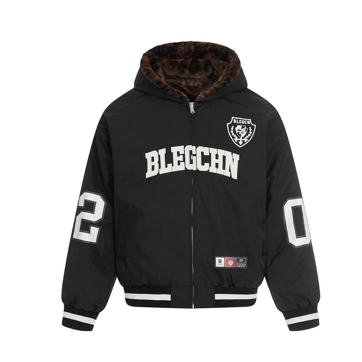 Wool collar and velvet cotton coat leopard print double-sided jacket