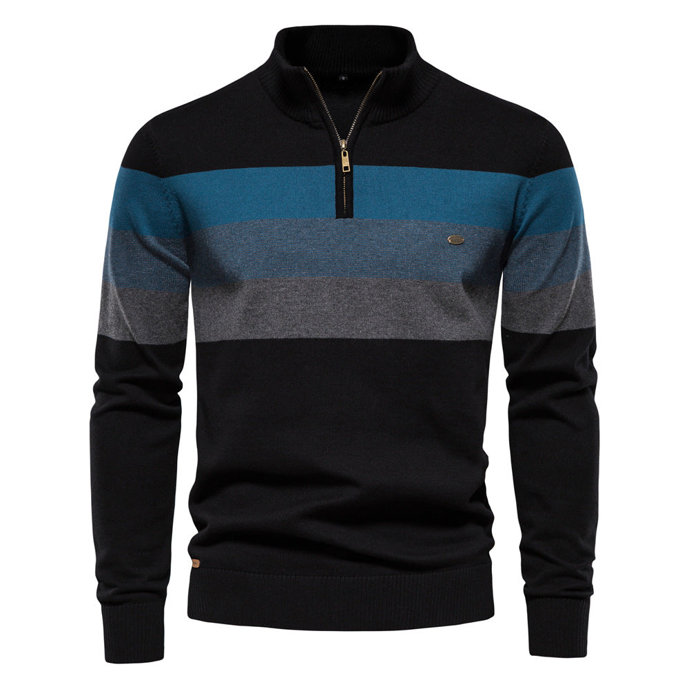 Men's standing collar pullover sweater