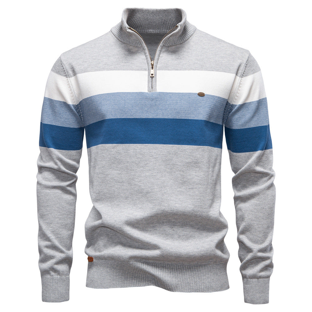Men's standing collar pullover sweater