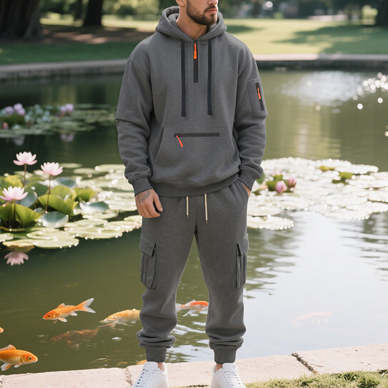 Model wearing a stylish trackuit ideal for athletic and casual wear, crafted from breathable fabric