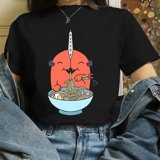 Chainsaw Man Tshirt Women Japanese Anime Pochita T-shirts Gr