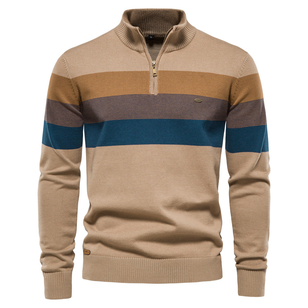 Men's standing collar pullover sweater