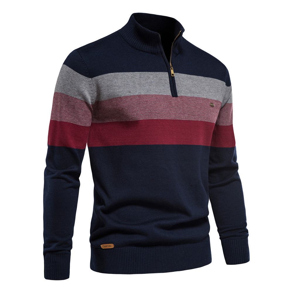 Men's standing collar pullover sweater