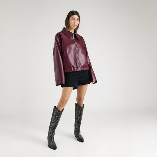 Solid Leather Jackets Elegant Luxury Women's Coat American Vintage Jacket Women Summer Basics Leather Jackets