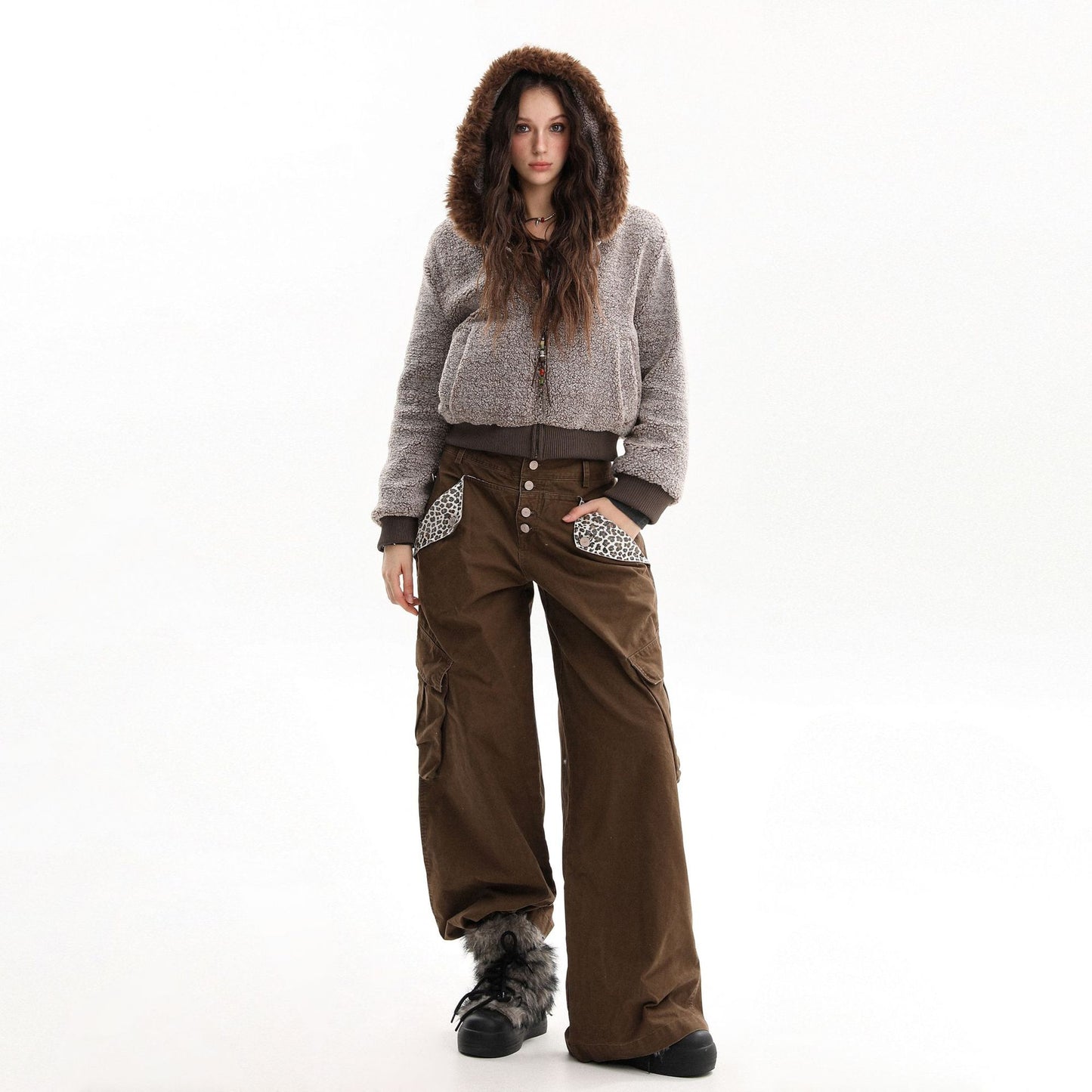 Short imitation lamb wool cotton jacket