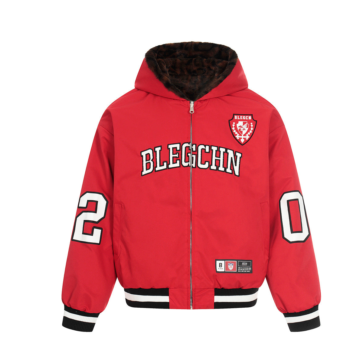 Wool collar and velvet cotton coat leopard print double-sided jacket