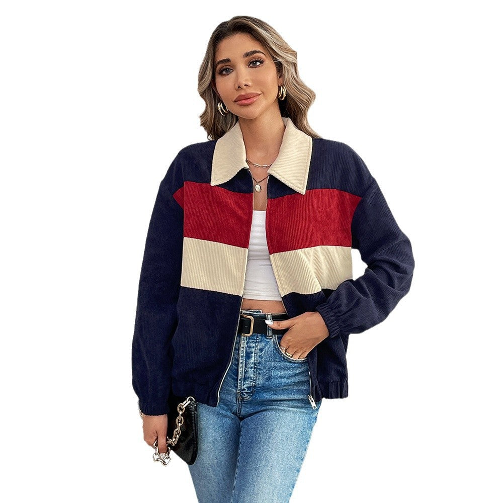 Autumn and winter European and American women's jackets loose casual long sleeved jackets