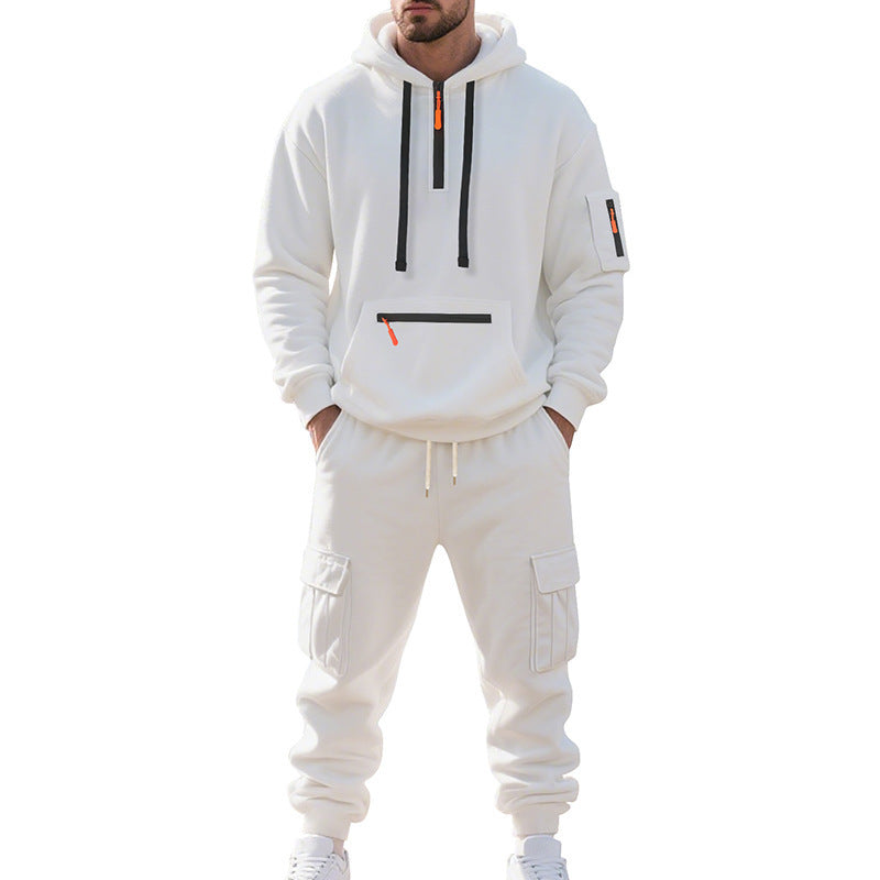 Model wearing a stylish trackuit ideal for athletic and casual wear, crafted from breathable fabric
