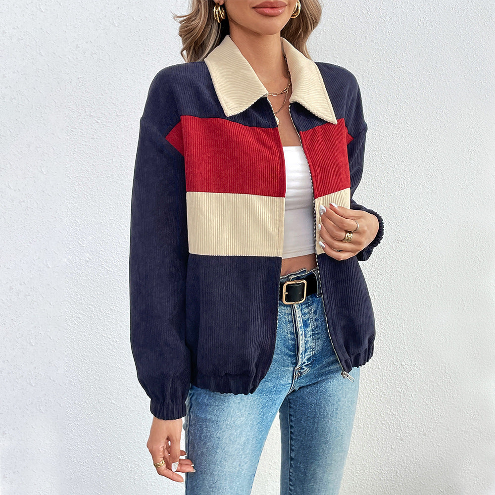 Autumn and winter European and American women's jackets loose casual long sleeved jackets