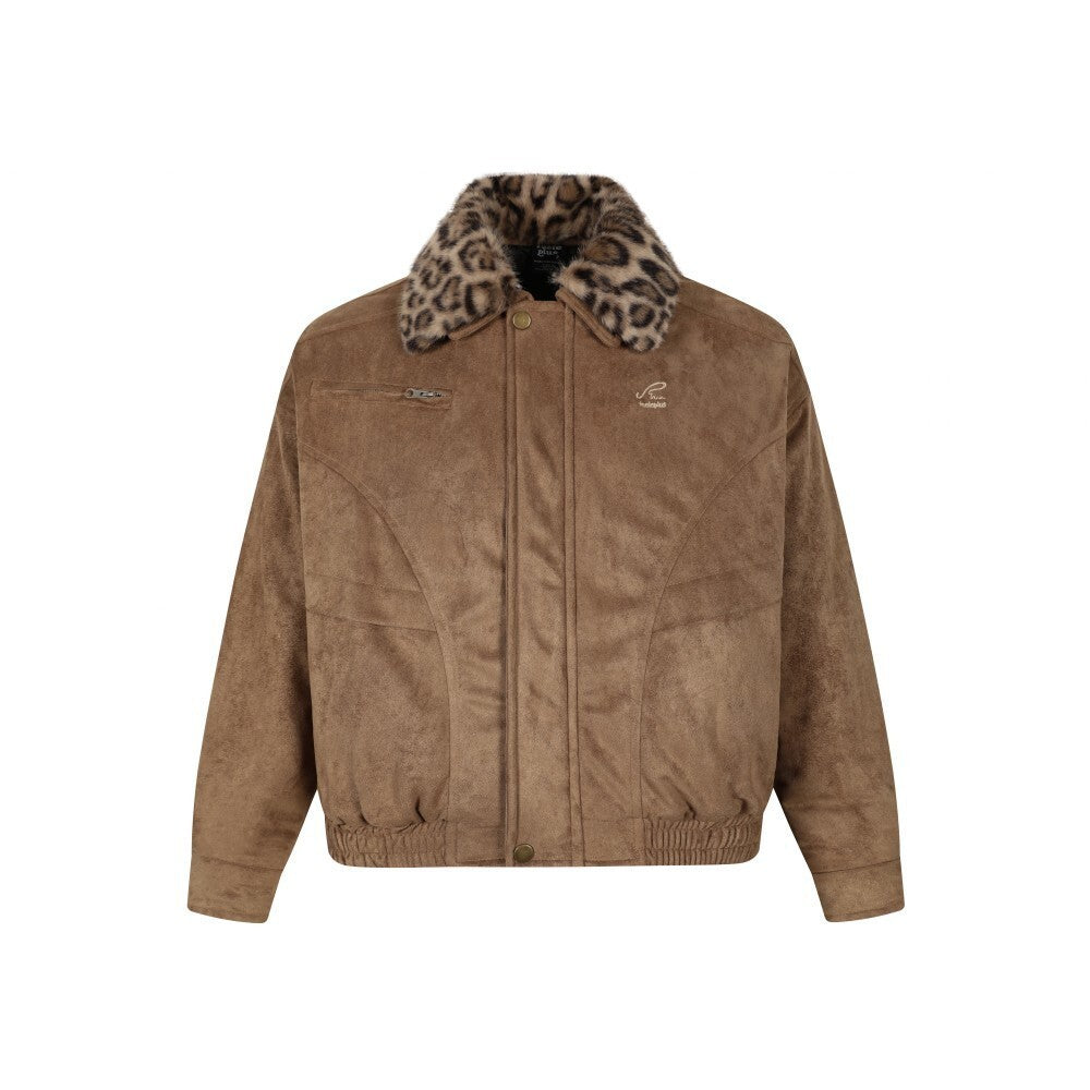 Leopard suede jacket with cotton jacket for men