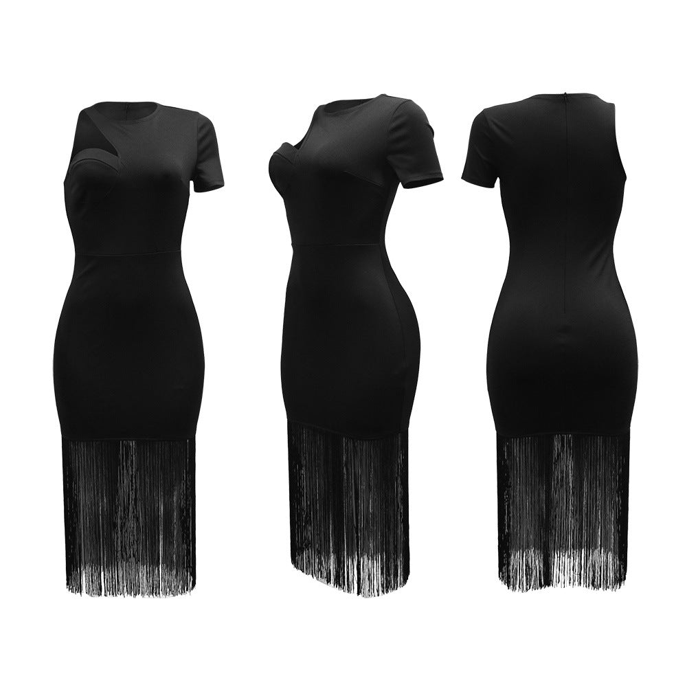 Fringed black Dress