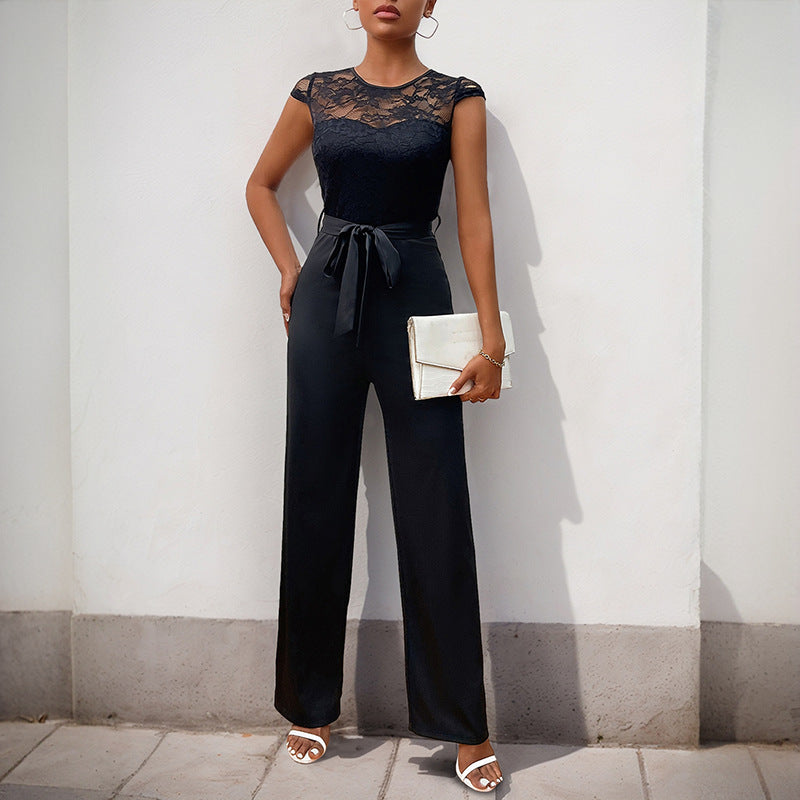 Summer lace sleeveless jumpsuit