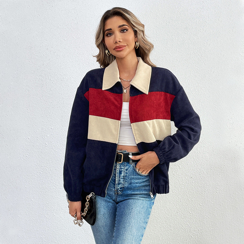 Autumn and winter European and American women's jackets loose casual long sleeved jackets