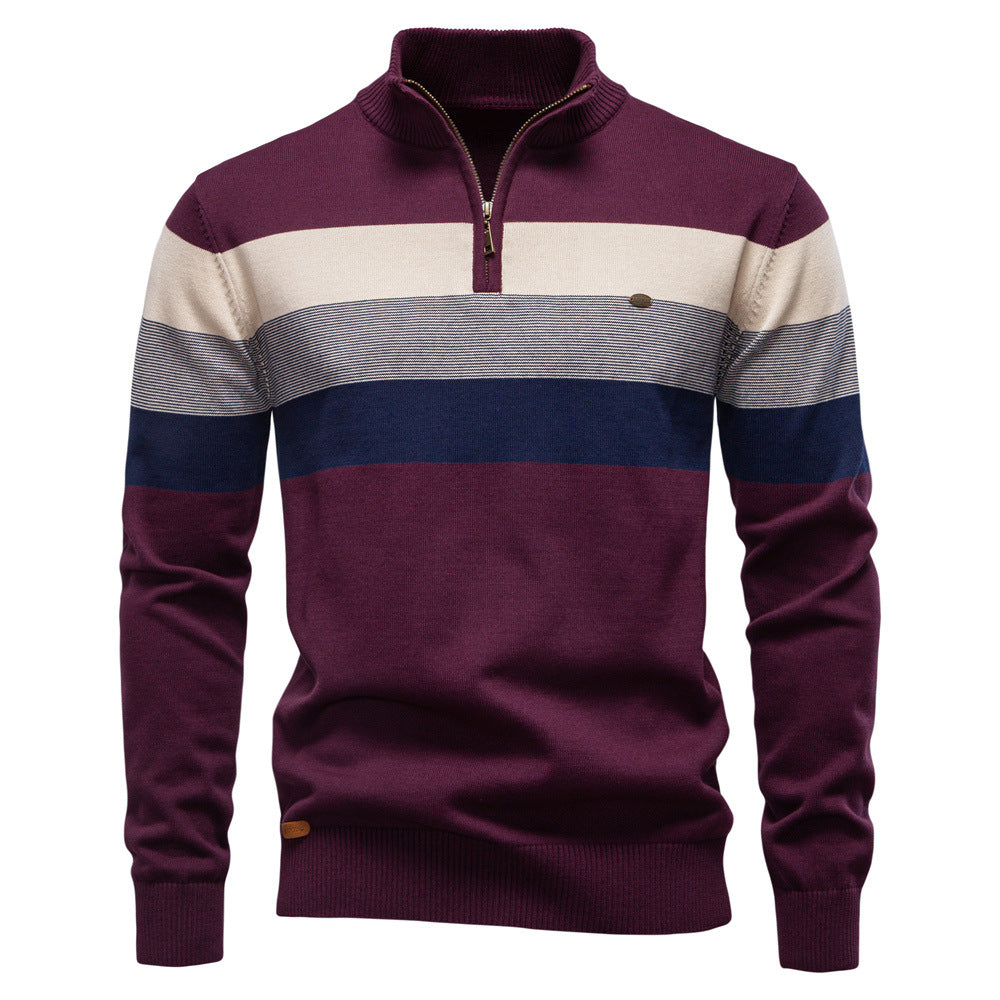Men's standing collar pullover sweater