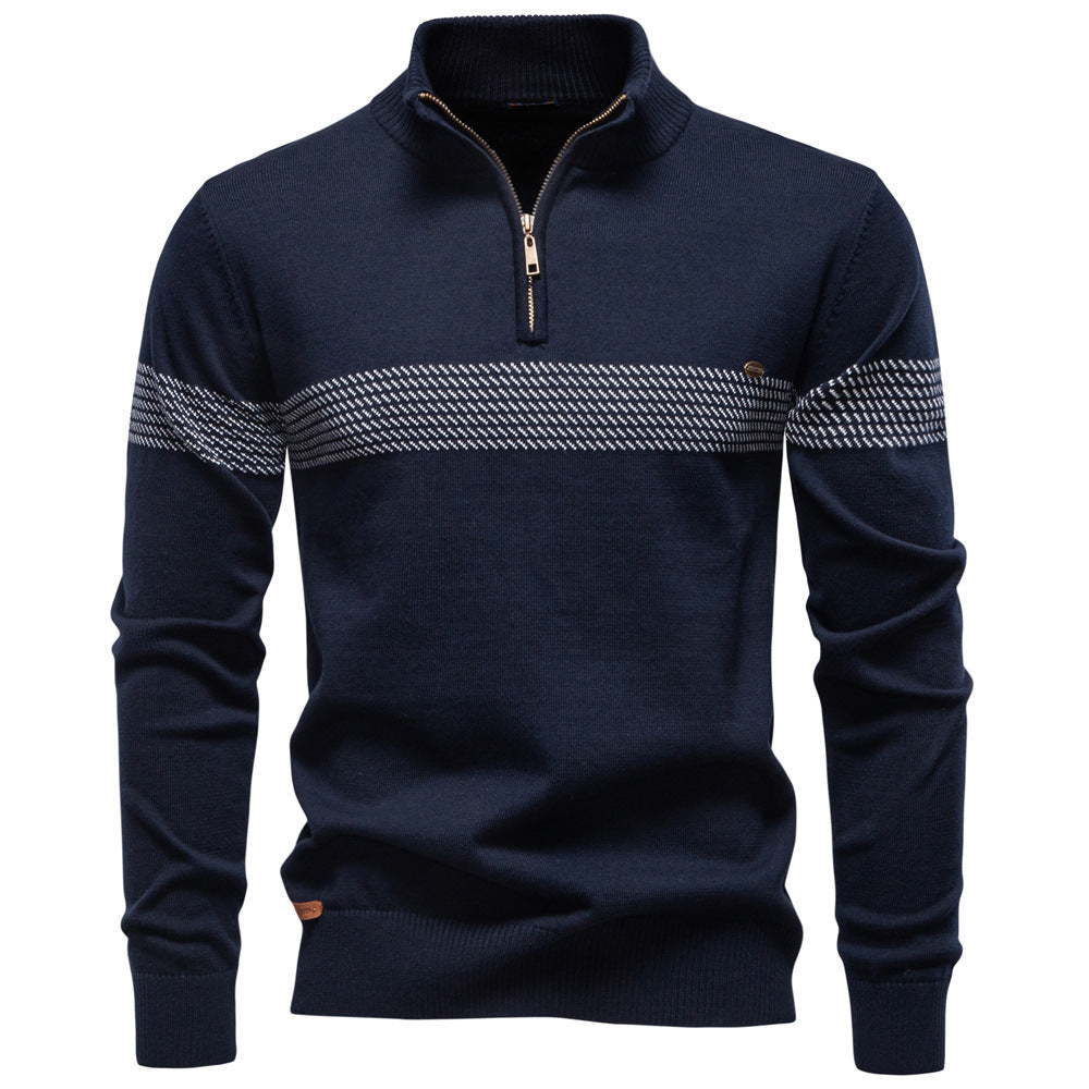 Stand up collar half zipper men's sweater