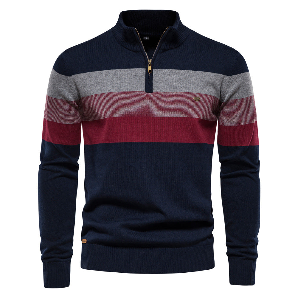 Men's standing collar pullover sweater