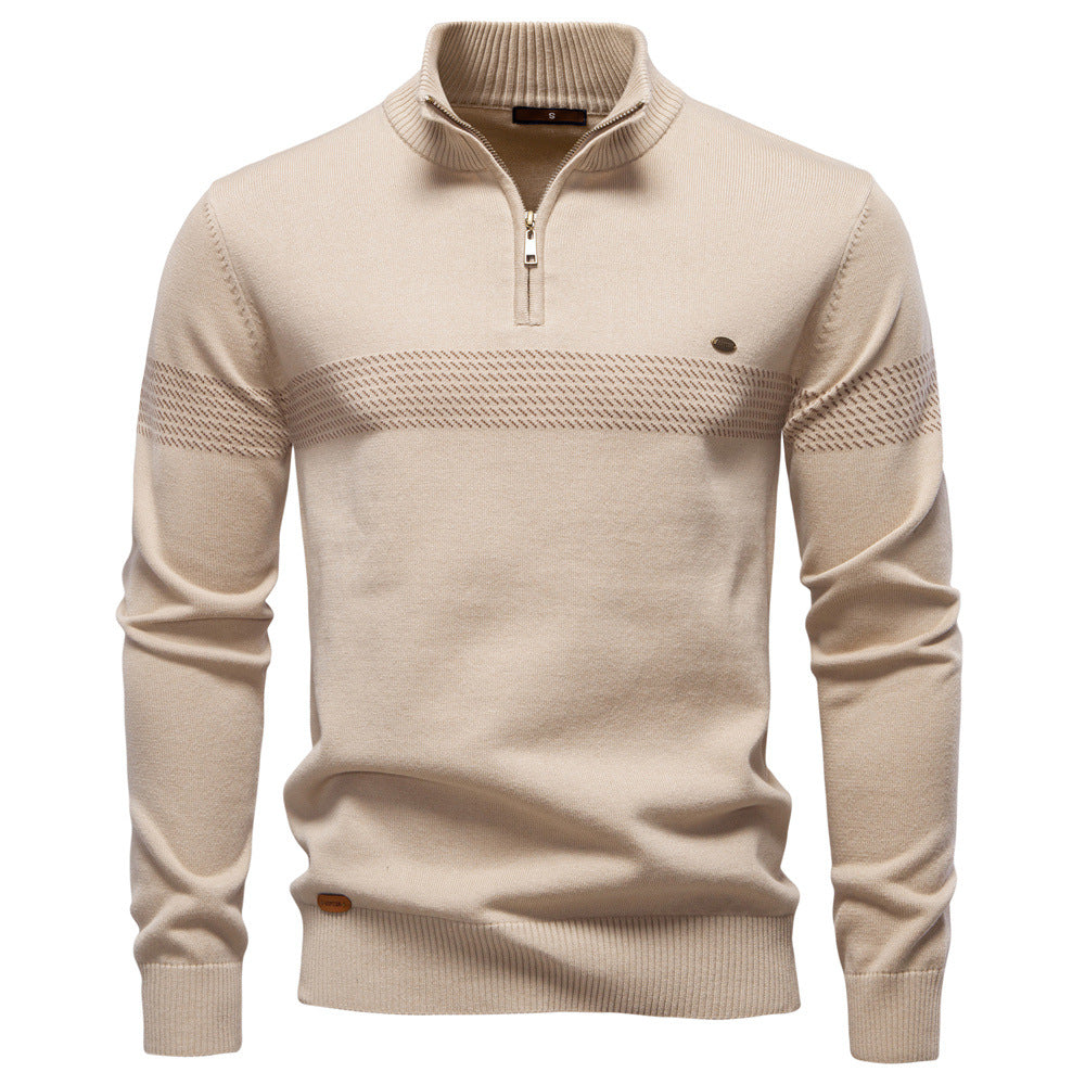 Stand up collar half zipper men's sweater