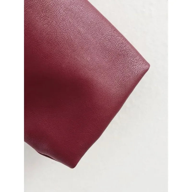 Solid Leather Jackets Elegant Luxury Women's Coat American Vintage Jacket Women Summer Basics Leather Jackets