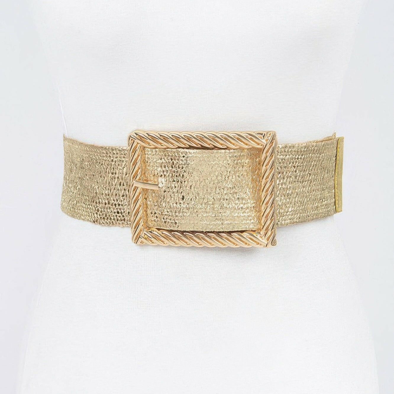 Leather belt with polished buckle suitable for formal attire and professional use