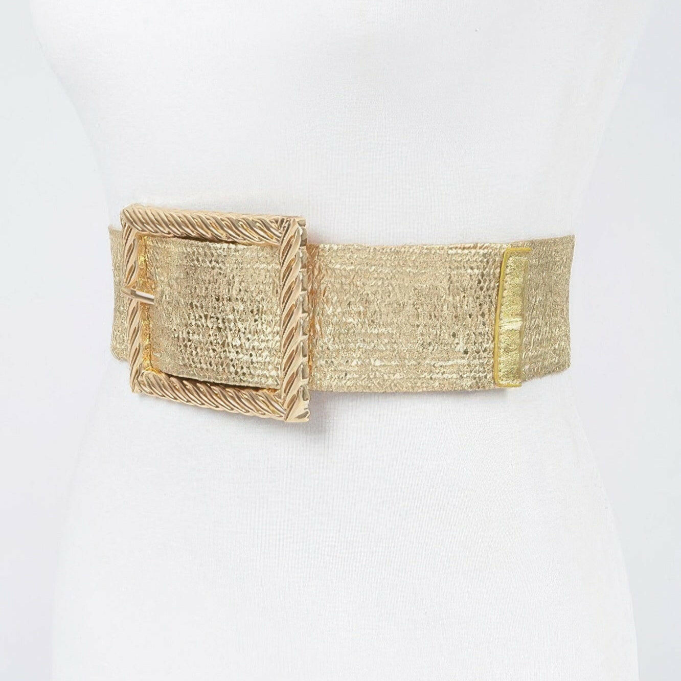 Leather belt with polished buckle suitable for formal attire and professional use