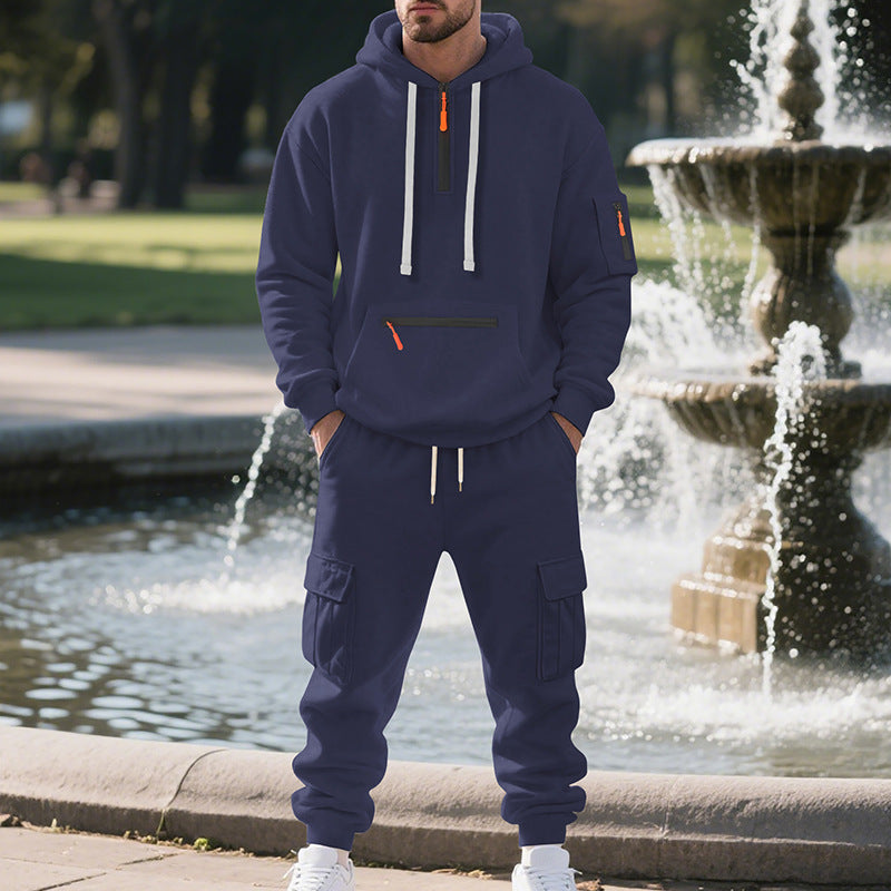 Model wearing a stylish trackuit ideal for athletic and casual wear, crafted from breathable fabric