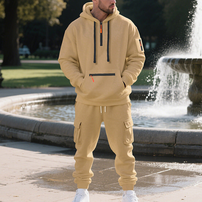Model wearing a stylish trackuit ideal for athletic and casual wear, crafted from breathable fabric