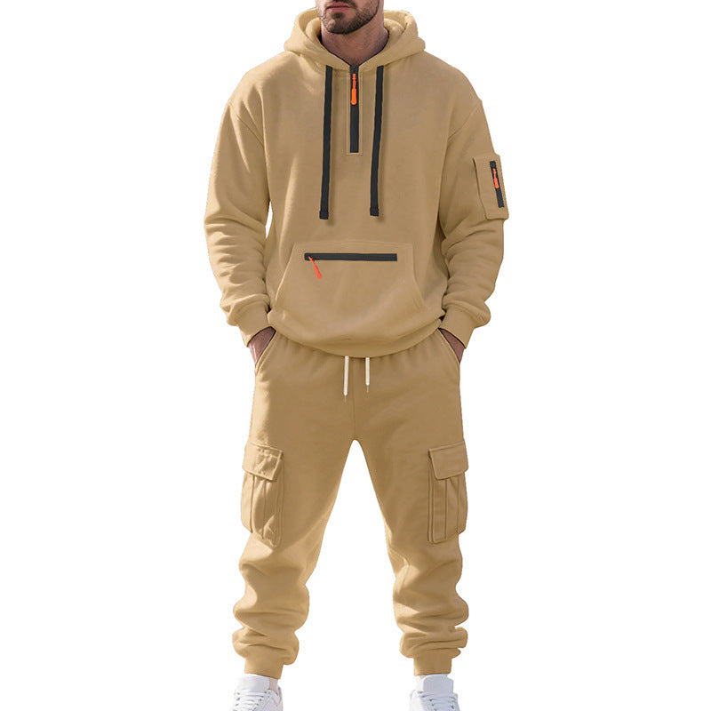 Model wearing a stylish trackuit ideal for athletic and casual wear, crafted from breathable fabric